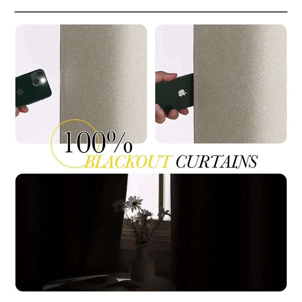 BRAND NEW 2 Panels Full Blackout Beige Thermal Insulated Grommet Curtains 52x90